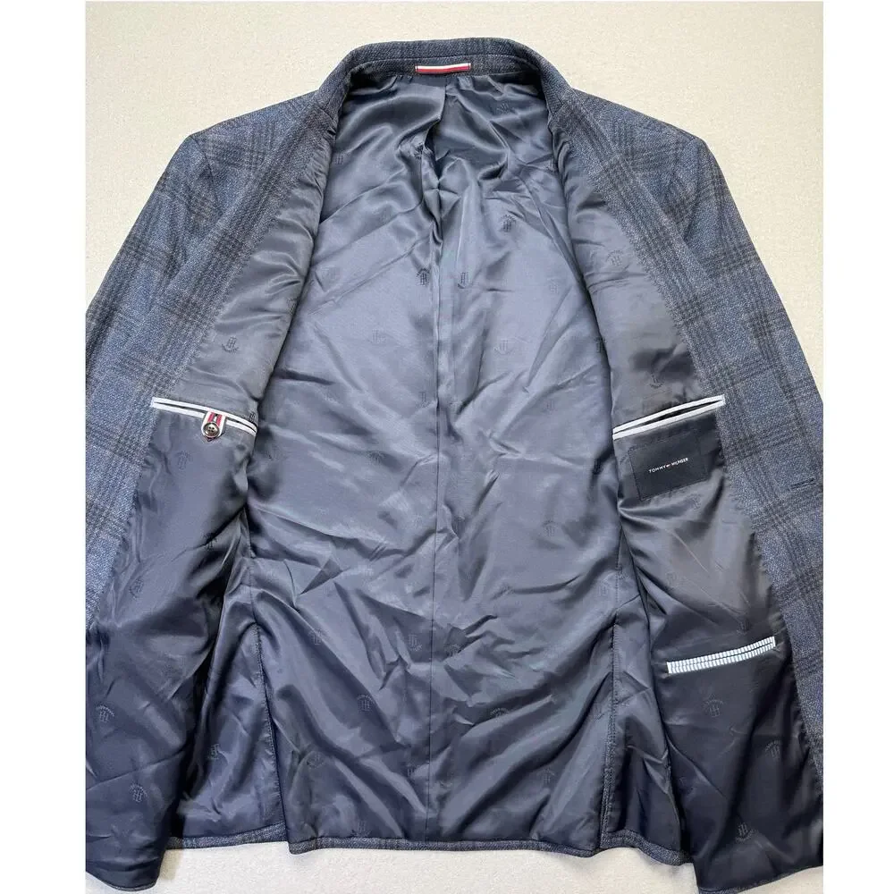 Tommy Hilfiger Men's Modern-Fit Check Sport Coat navy/brown  48R $295